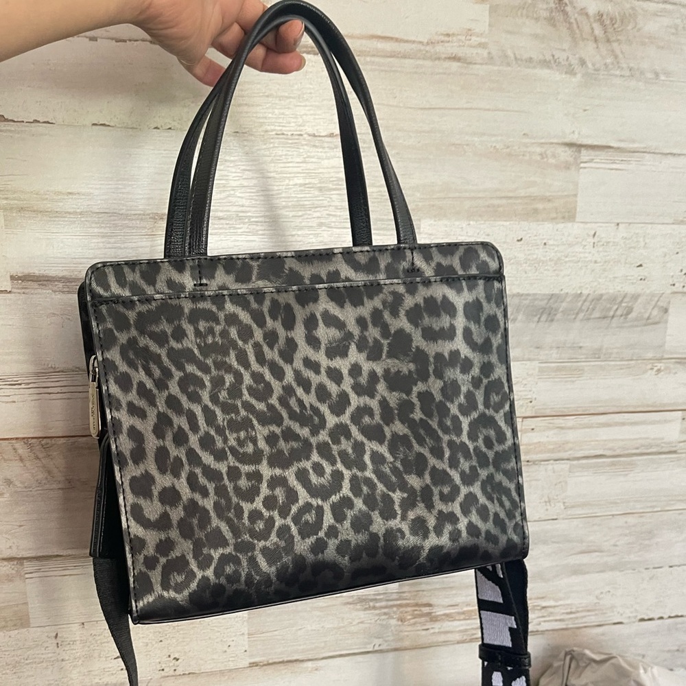 Karl Lagerfeld Paris Mini Tote Leopard Crossbody – Black/Grey - Picture 12 of 12